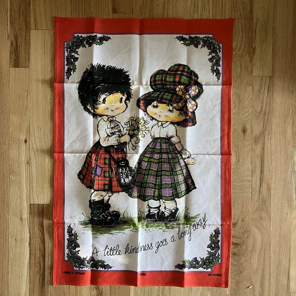 Vintage 70s Kindness British Tea Towel Sewing Panel 20